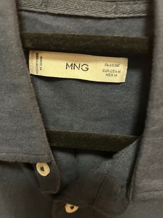 Camisa Lino Azul Marino Mango Talla M