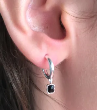 Pendientes Tous Aro oso Onix Plata