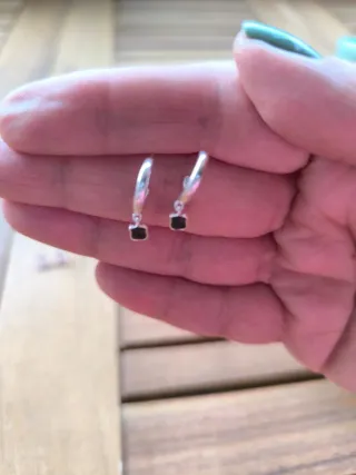 Pendientes Tous Aro oso Onix Plata