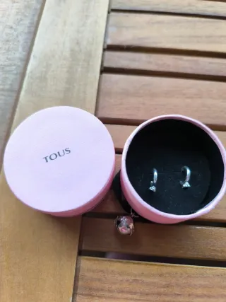 Pendientes Tous Aro oso Onix Plata