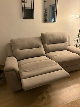 Divano relax elettrico a 2 posti in tessuto beige