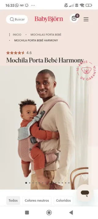 Mochila Portabebés BabyBjörn Rosa