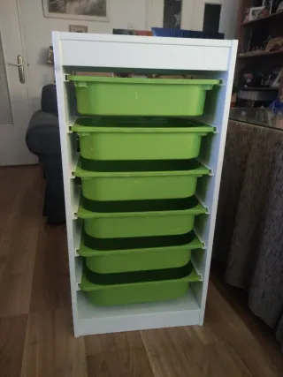 Estantería Trofast blanca 6 cajones verdes