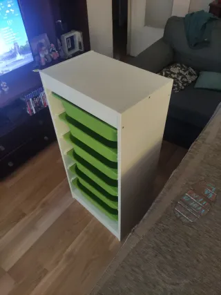 Estantería Trofast blanca 6 cajones verdes