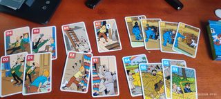 Cartas Tintin juego familias precintadas
