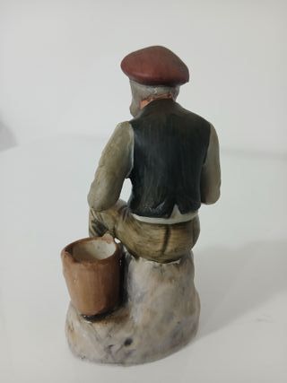 Statua Ceramica Uomo Anziano Vintage