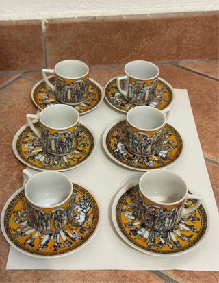 Set 6 Tazzine Caffè con Piattini Greche Vintage