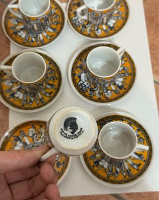 Set 6 Tazzine Caffè con Piattini Greche Vintage
