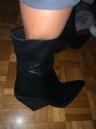 Stivaletti Zara Pelle Neri Nuovi