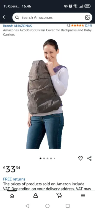 Funda protectora lluvia portabebés