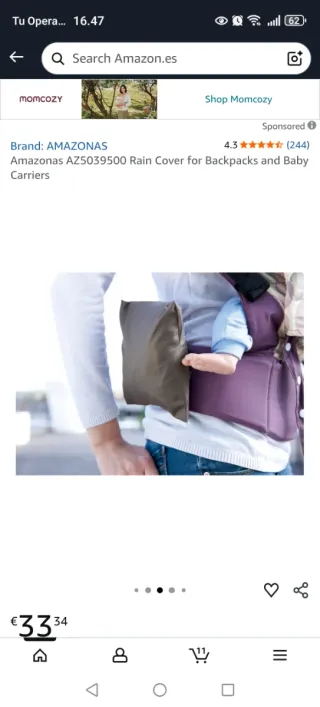 Funda protectora lluvia portabebés