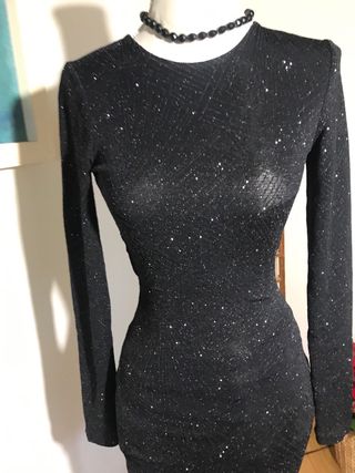 Vestido fiesta negro brillante