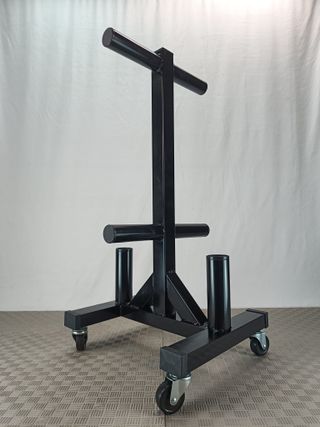 Soporte discos olímpicos bumpers 50 mm con ruedas