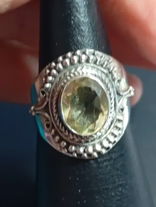 Anillo Plata Ley Ovalado citrino