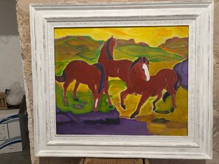 Quadro cavalli marroni e gialli