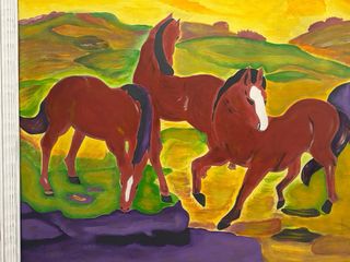 Quadro cavalli marroni e gialli