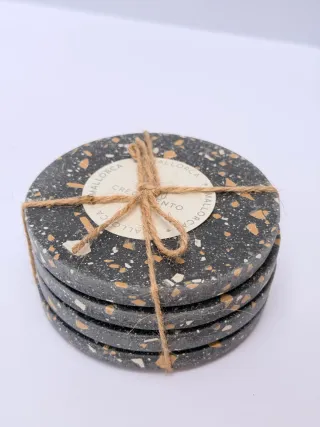 Juego 4 posavasos terrazo cemento