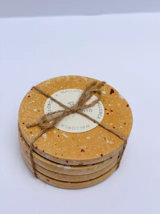 Juego 4 posavasos terrazo cemento
