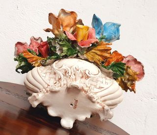 Centrotavola d'epoca Vaso Fiori Ceramica Bassano