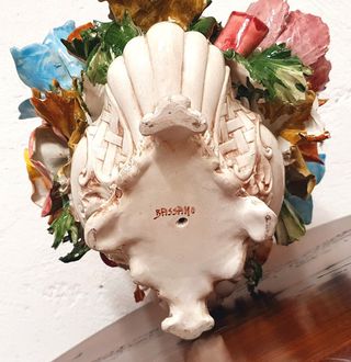 Centrotavola d'epoca Vaso Fiori Ceramica Bassano