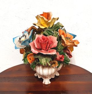 Centrotavola d'epoca Vaso Fiori Ceramica Bassano