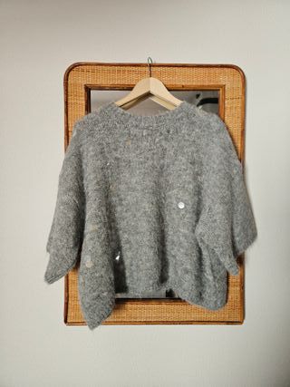 Suéter gris oversize lentejuelas talla única