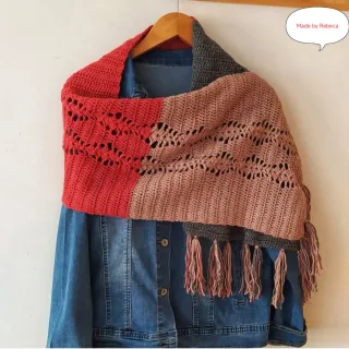 Chal de lana tejido tres colores