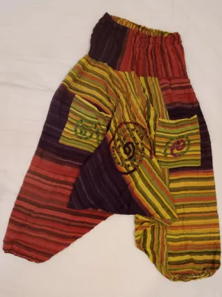 Pantalón ancho hippie multicolor talla única