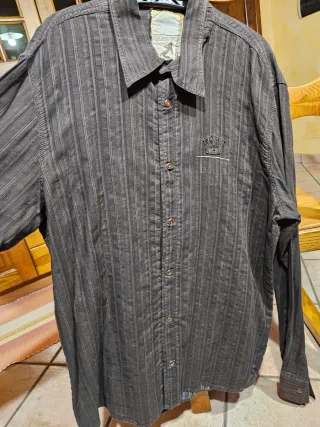 Camicia a righe marrone/grigio