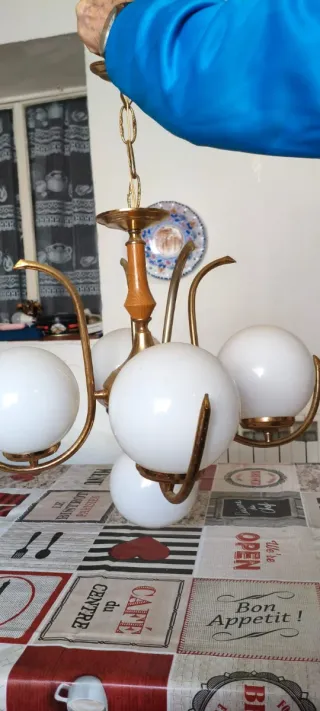 Lámpara colgante beige y gris