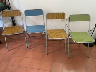 Sedie pieghevoli vintage in metallo e formica