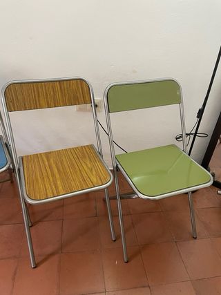 Sedie pieghevoli vintage in metallo e formica