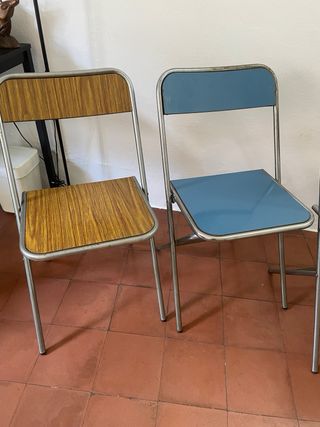Sedie pieghevoli vintage in metallo e formica