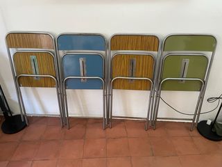 Sedie pieghevoli vintage in metallo e formica