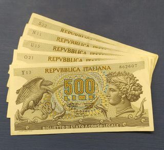 Banconote 500 Lire Testa di Aretusa Italia