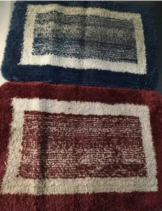 2 Tappeti Bagno Antiscivolo Amaranto Blu