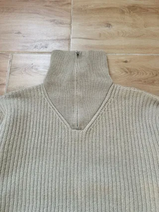 Maglione collo alto zip uomo beige