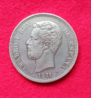 Moneda 5 Pesetas 1871 Amadeo I