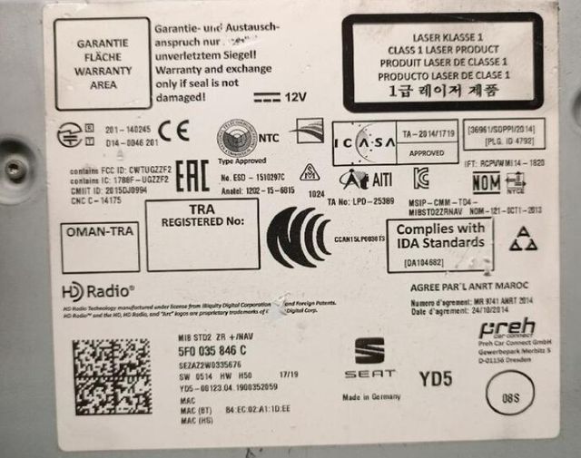 Sistema audio radio seat 5716187 5f0035846c arona