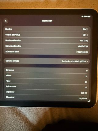 iPad Apple Salud Batería 100%