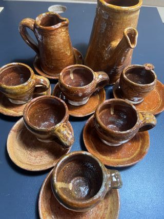 Juego de café rústico de cerámica