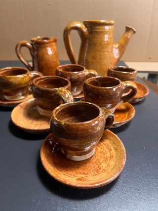 Juego de café rústico de cerámica