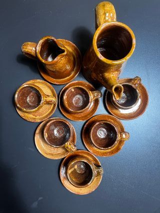 Juego de café rústico de cerámica