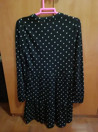 Vestido negro lunares blanco Talla S