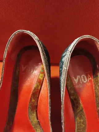 Décolleté pizzo nero e cuoio n.36