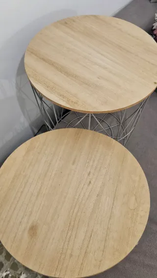 Pack 2 mesas cestas metal y madera