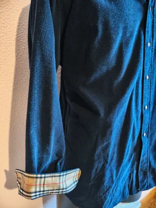 Camisa Burberry Pana Azul Talla L Hombre Nueva