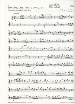 Mozart. Concierto flauta No 3 en Do mayor. KV 285b