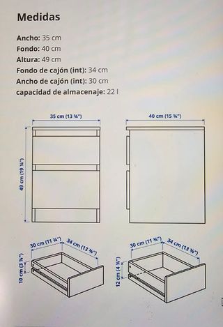 Cajonera/Mesita Noche IKEA Madera