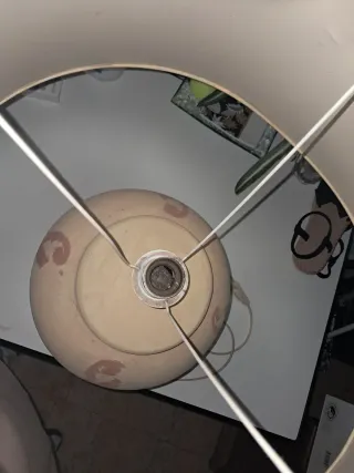 Lámpara de mesa terracota y tela